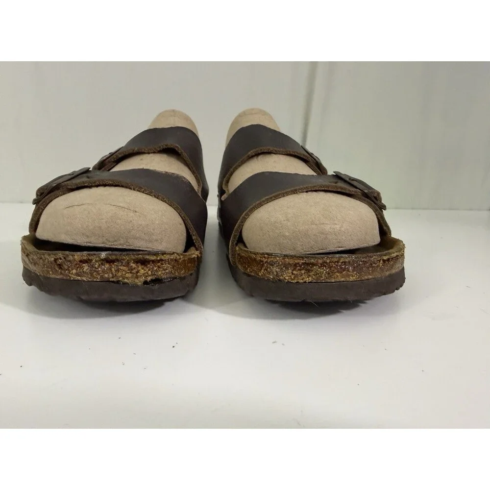 Birkenstock Arizona Men EU 44 US 11-11.5 Brown Leather Sandals Slip On Comfort